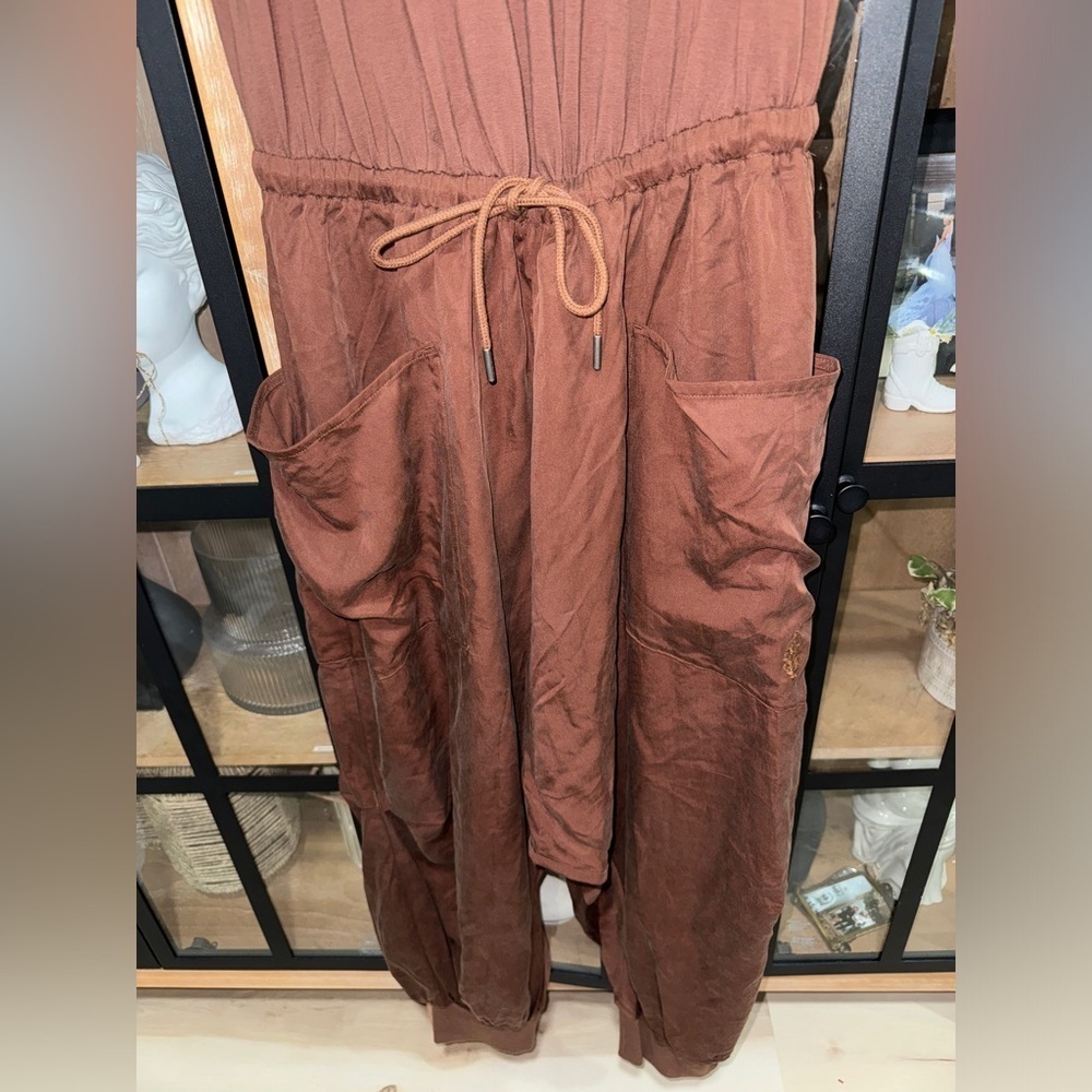 FP Movement Scrimmage Onesie Harem Jumpsuit high neck chocolate cargo baggy - Picture 5 of 9